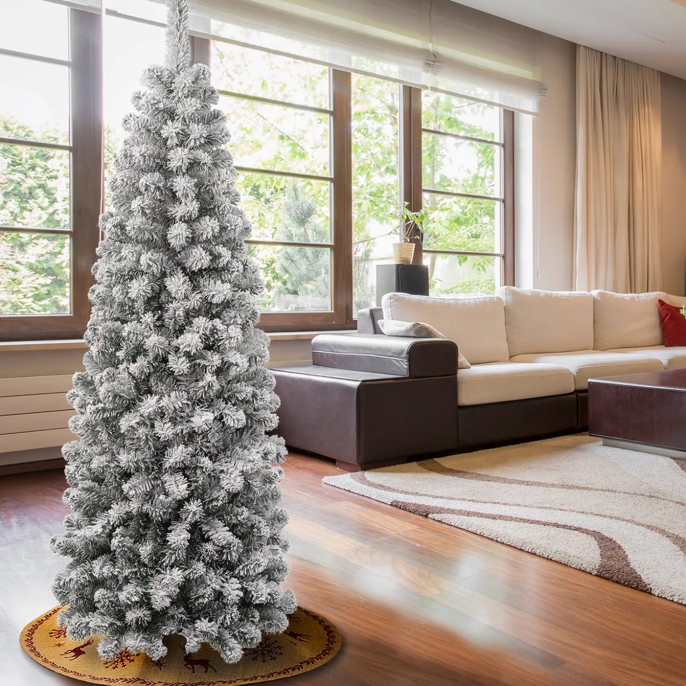 6 ft. Acacia Pencil Slim Flocked Tree