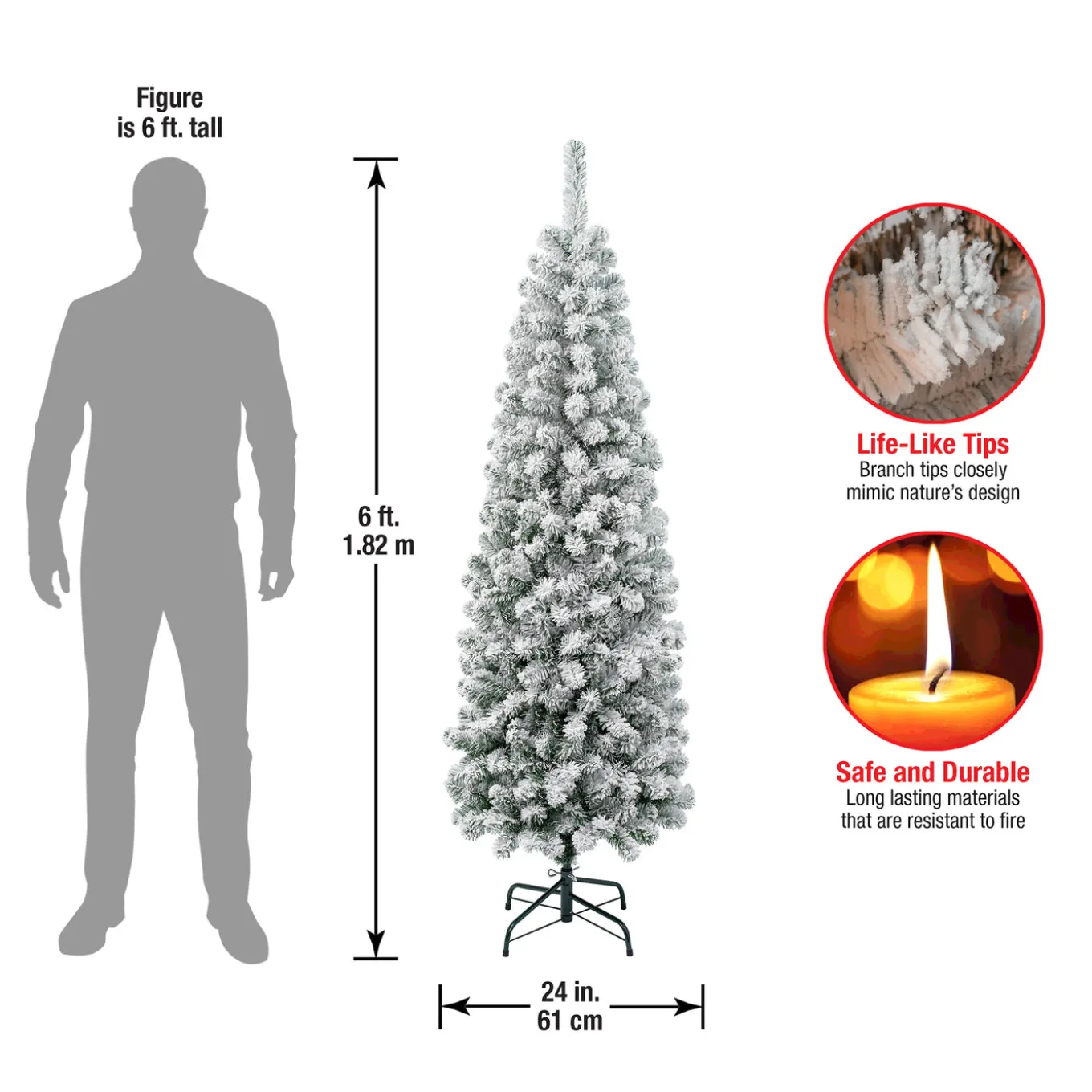 6 ft. Acacia Pencil Slim Flocked Tree