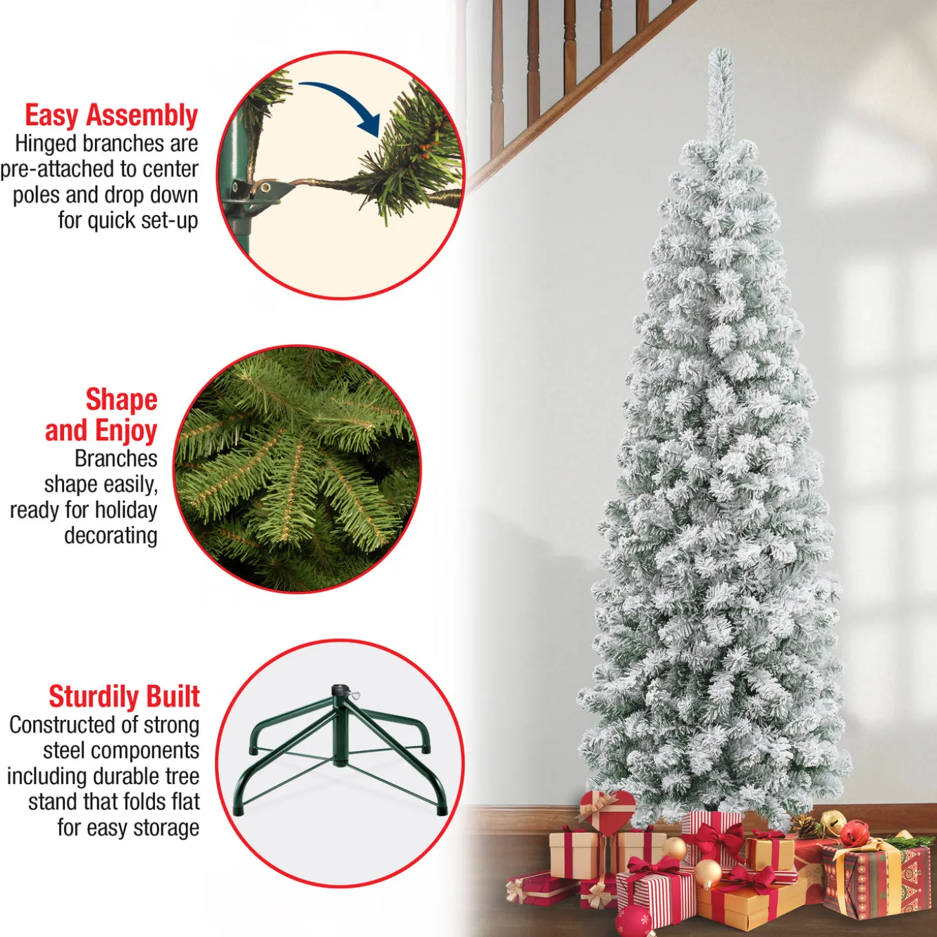 6 ft. Acacia Pencil Slim Flocked Tree