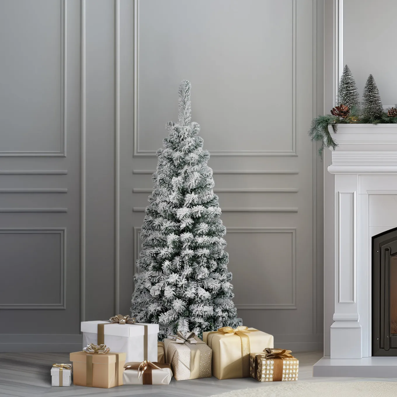 4.5 ft. Acacia Pencil Slim Flocked Tree