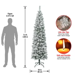 7.5 ft. Acacia Pencil Slim Flocked Tree