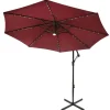10 ft. Cantilever Umbrella with Solar Power LED Lights, Red