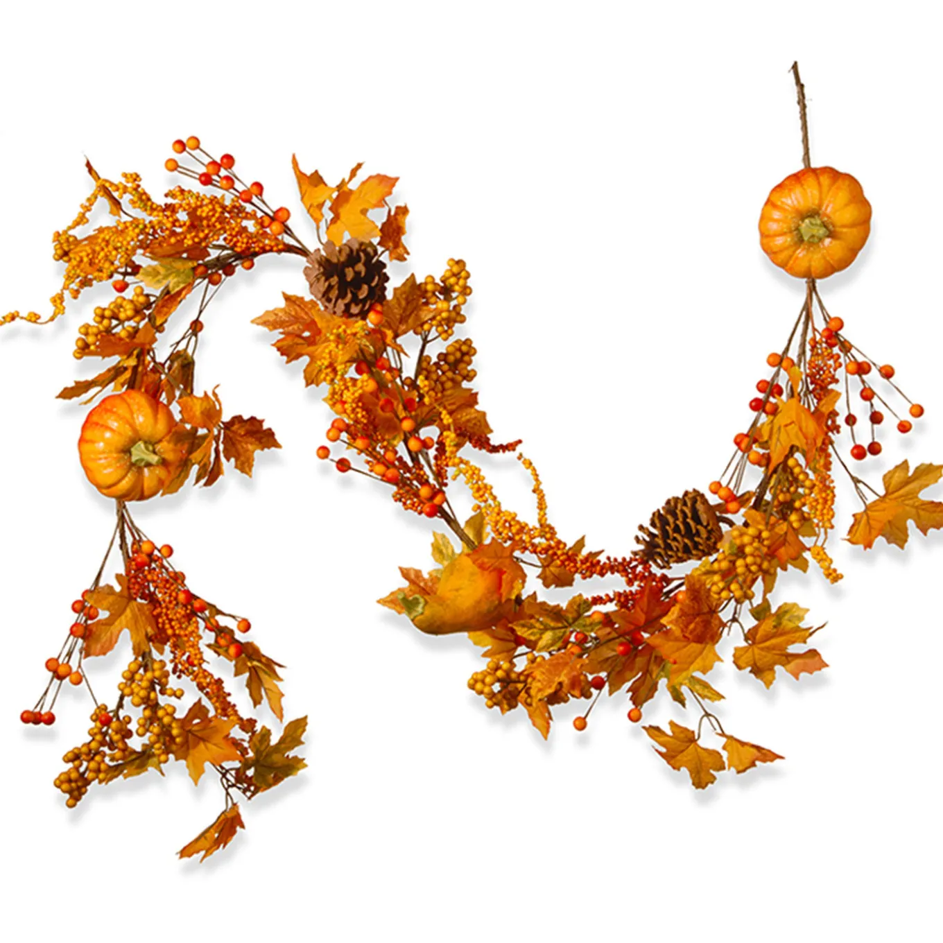 6 ft. Fall Garland with Pumpkins, Pinecones, Berry Clusters, Maple Leaves