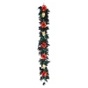 6 ft. Halloween Boo-tiful Garland with Orange Dahlia Flowers, White Skulls, LED Lights