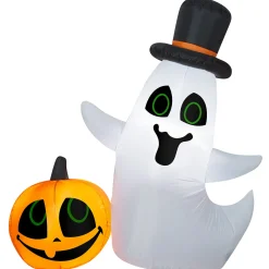4 ft. Halloween Ghost with Pumpkin Small Scene Inflatable Decoration