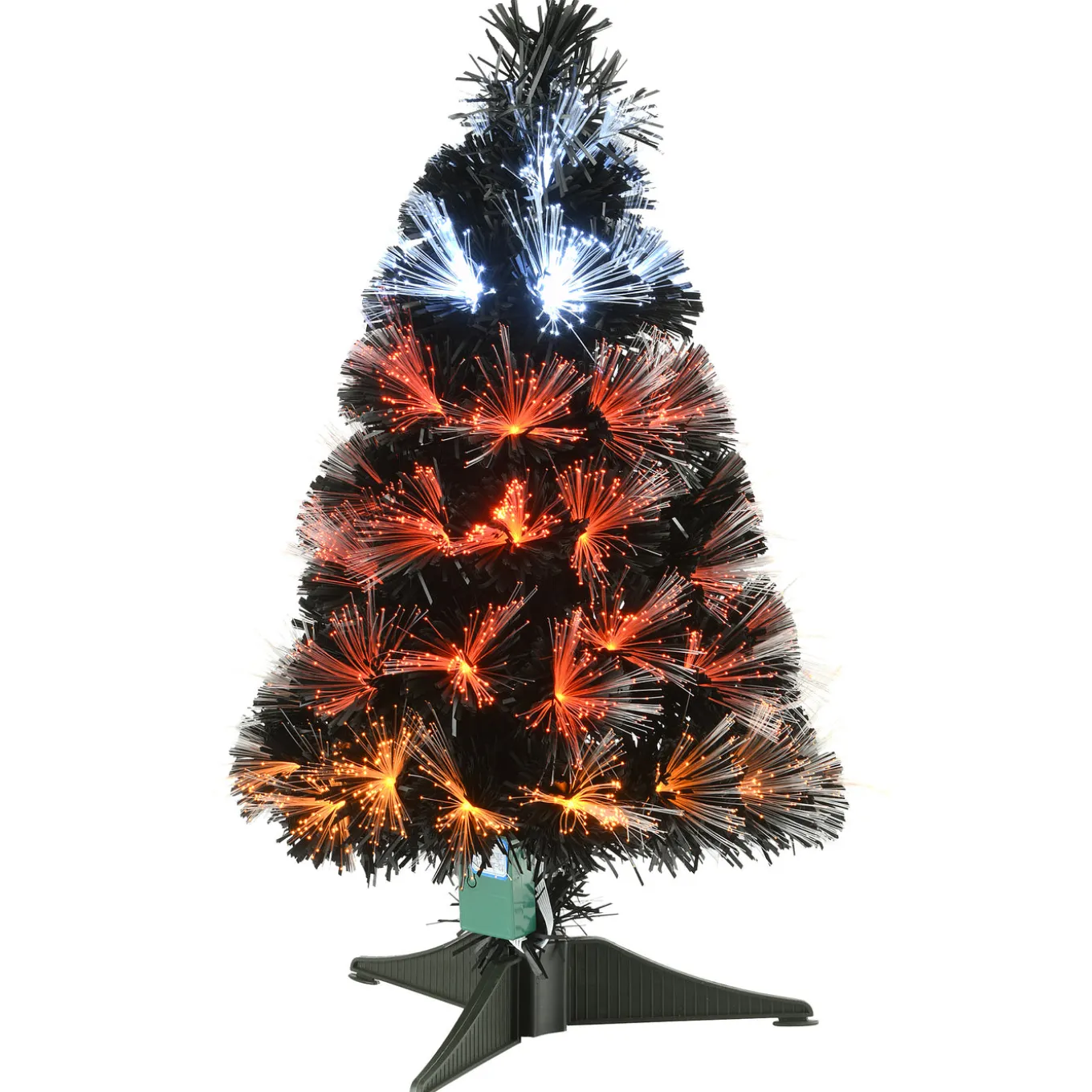 3 ft. Halloween Pre Lit Black Tree Decoration with Fiber Optic, Candy Corn Colored Lights