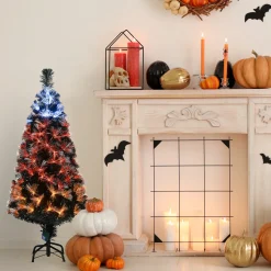 4 ft. Halloween Pre-Lit Black Tree with Fiber Optic, Candy Corn LED Light