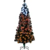 6 ft. Halloween Pre-Lit Black Tree with Fiber Optic, Candy Corn LED Lights
