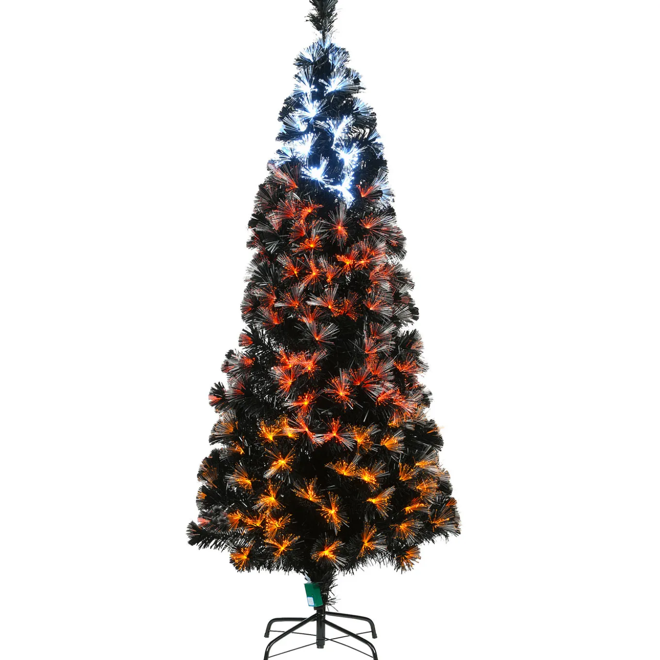 6 ft. Halloween Pre-Lit Black Tree with Fiber Optic, Candy Corn LED Lights
