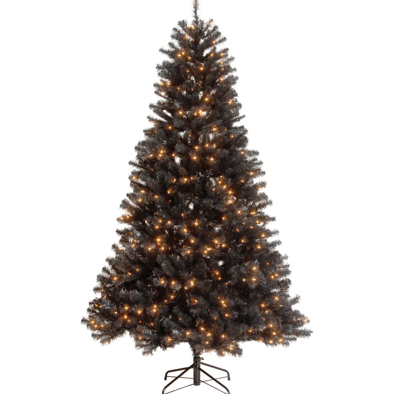 7.5 ft. Halloween Pre-Lit North Valley Spruce Full Black Tree with White Lights