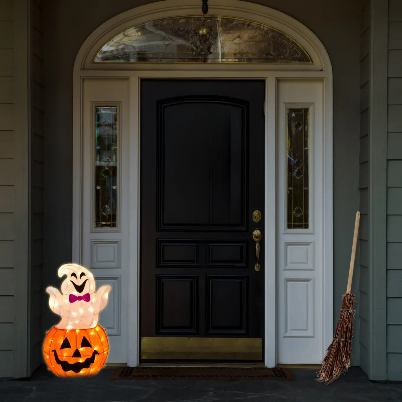 2 ft. Halloween Pre-Lit Pumpkin and Ghost Lawn Decoration with LED Lights