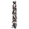 6 ft. Halloween Pretty Morbid Pink Carnation Wreath with Silver Pumpkins