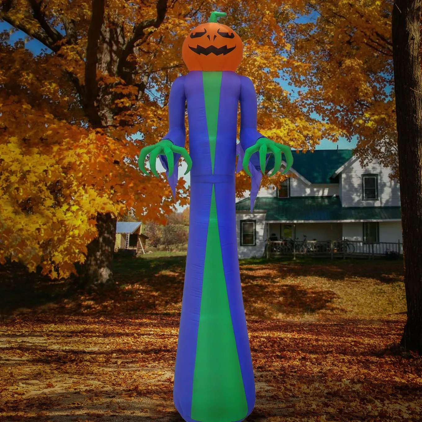 12 ft. Halloween Pumpkin Ghost Inflatable Decoration with LED lights