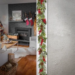 9 ft. HGTV Home Collection Berries and Greenery Garland
