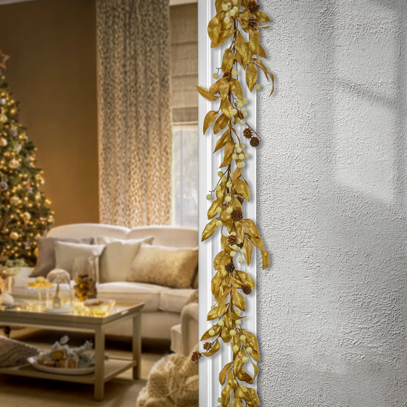 9 ft. HGTV Home Collection Metallic Gold Laurel Garland