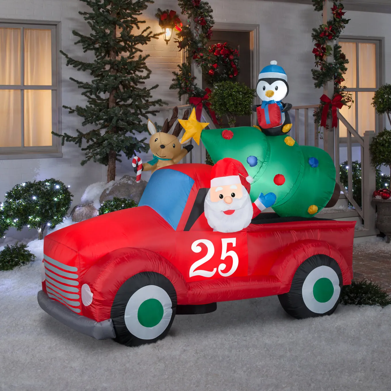 8 ft. Inflatable Santa in Vintage Pickup Truck with LED Lights