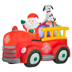 6 ft. Inflatable Santa in Vintage Firetruck with LED Lights
