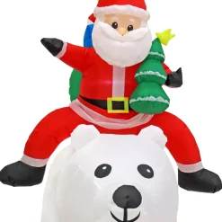 6 ft. Inflatable Santa Riding Polar Bear