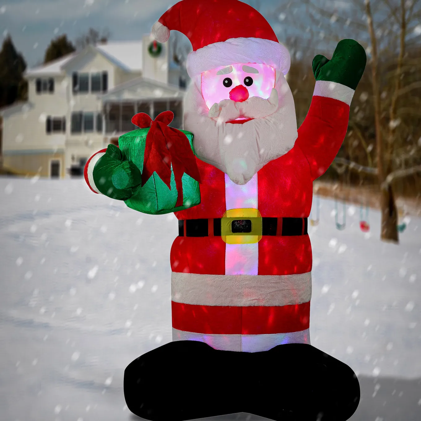 8 ft. Inflatable Santa with Gift with LED Lights
