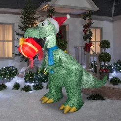 9.5 ft. Inflatable Tyrannosaurus Rex with Gift and LED Lights