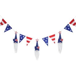 6 ft. Patriotic Flags and Blue Gnomes Garland