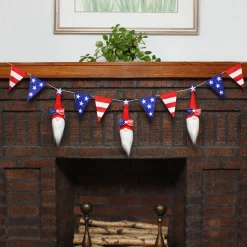 6 ft. Patriotic Flags and Red Gnomes Garland
