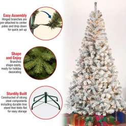 7.5 ft. Pre-Lit Acacia Flocked Tree with Clear Lights