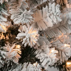 9 ft. Pre-Lit Acacia Flocked Slim Tree with Clear Lights