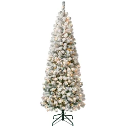 6 ft. Pre-Lit Acacia Medium Flocked Tree with Clear Lights