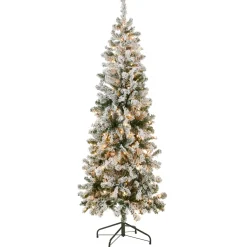 6 ft. Pre-Lit Acacia Medium Flocked Tree with Clear Lights