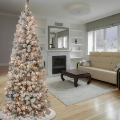 6 ft. Pre-Lit Acacia Medium Flocked Tree with Clear Lights