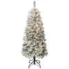 4.5 ft. Pre-Lit Acacia Medium Flocked Tree with Clear Lights
