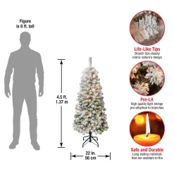 4.5 ft. Pre-Lit Acacia Medium Flocked Tree with Clear Lights