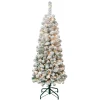 4.5 ft. Pre-Lit Acacia Pencil Slim Flocked Tree with Clear Lights