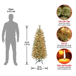 4.5 ft. Pre-Lit Arcadia Pine Cashmere Slim Tree with Clear Lights