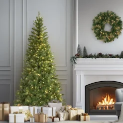 6.5 ft. Pre-Lit Aspen Spruce Slim Tree with Clear Lights