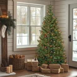 7 ft. Pre-Lit Aspen Spruce Slim Tree with Multicolor Lights