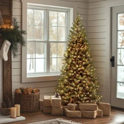 6 ft. Pre-Lit Aspen Spruce Slim Tree with Clear Lights