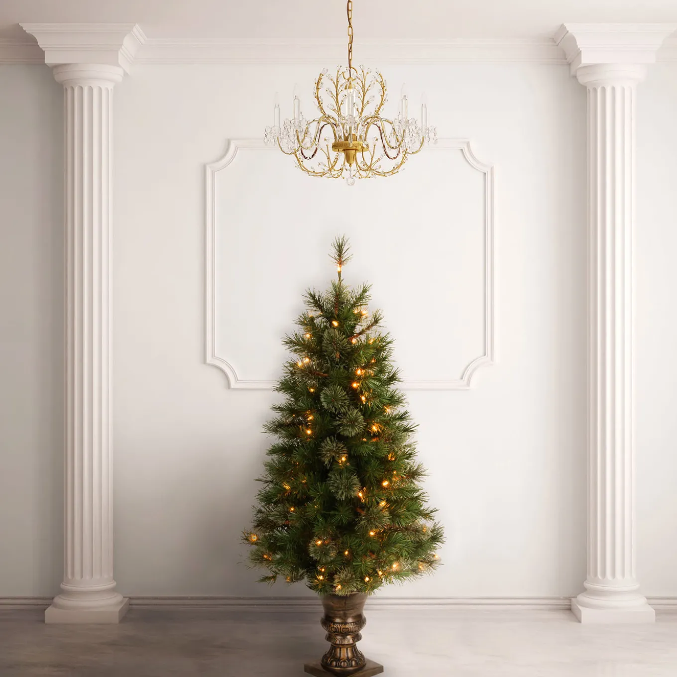 4 ft. Pre-Lit Atlanta Spruce Tree with Clear Lights