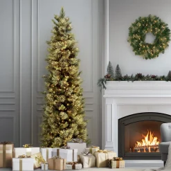 9 ft. Pre-Lit Carolina Pine Slim Tree with Clear Lights