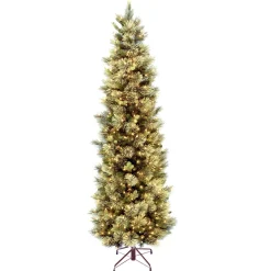 7.5 ft. Pre-Lit Carolina Pine Slim Tree with Clear Lights