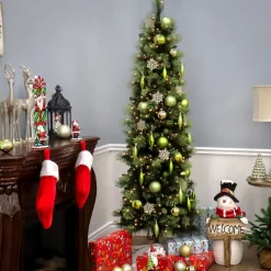 7.5 ft. Pre-Lit Carolina Pine Slim Tree with Clear Lights