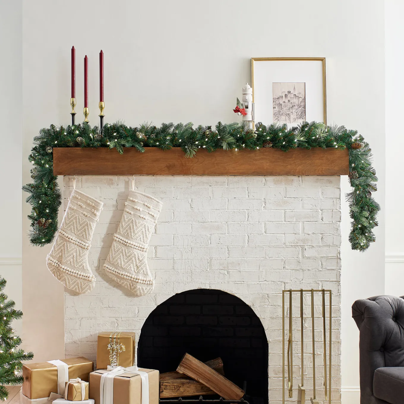 9 ft. Pre-Lit Carolina Pine Garland with LED Lights