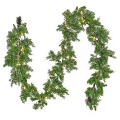 9 ft. Pre-Lit Cedar Garland with Warm White LED Lights