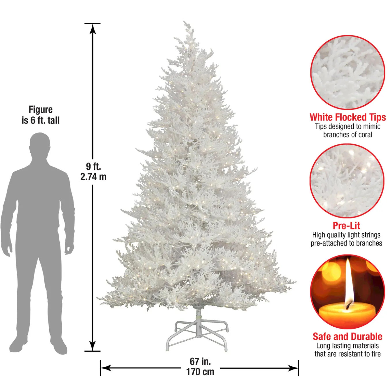 9 ft. Pre-Lit Christmas by the Sea Coral Tree with Warm White LED Lights