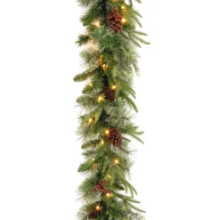 9 ft. Pre-Lit Colonial Fir Garland with Dual Color LED Lights