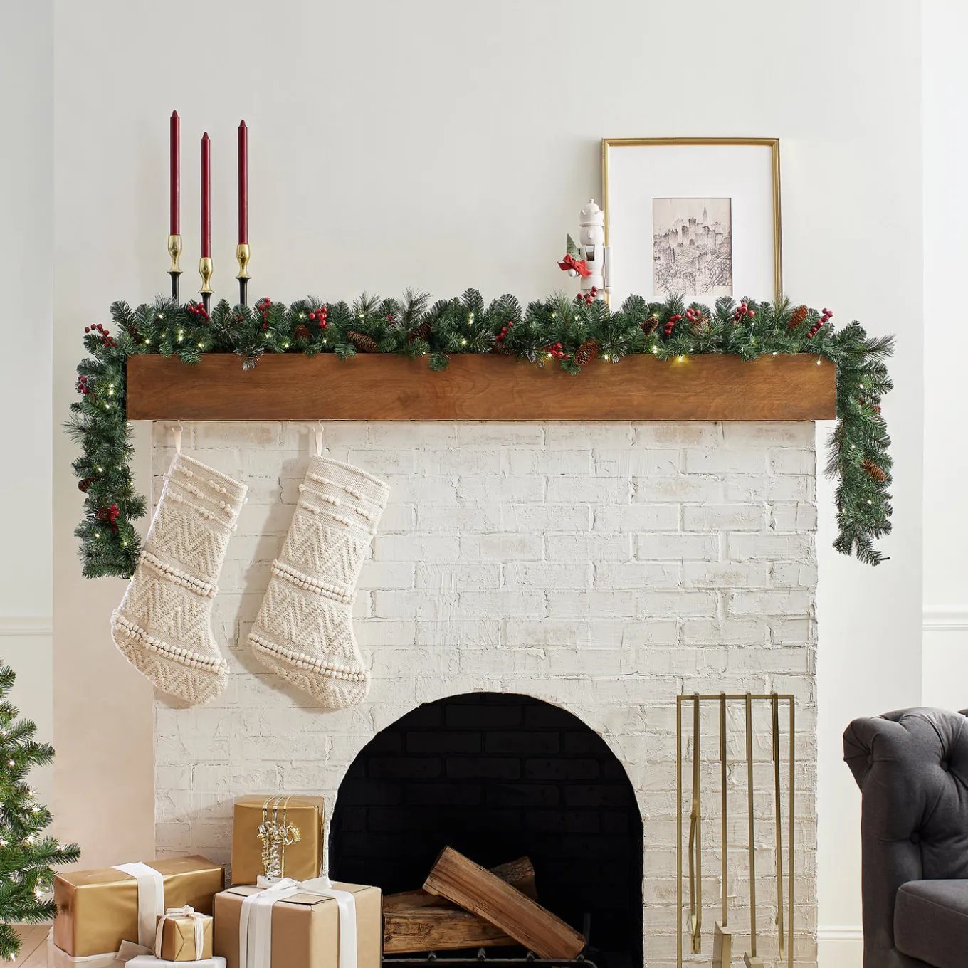 9 ft. Pre-Lit Crestwood Spruce Garland with LED Lights