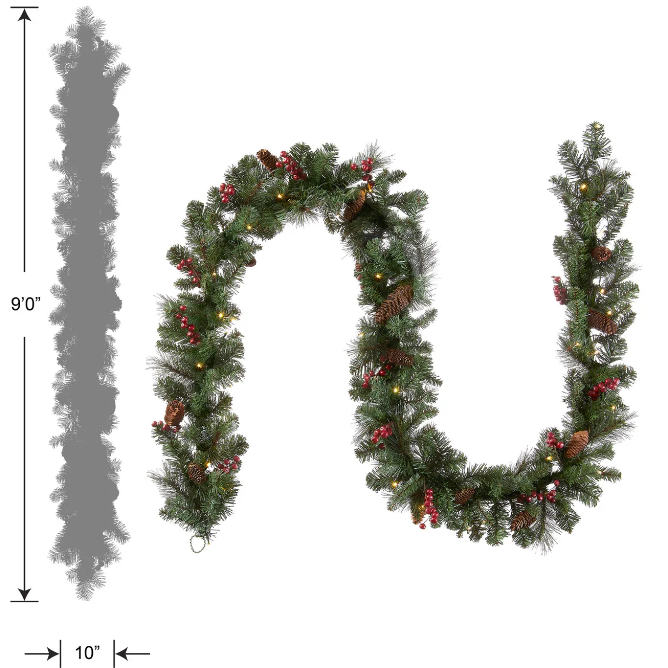 9 ft. Pre-Lit Crestwood Spruce Garland with Clear Lights