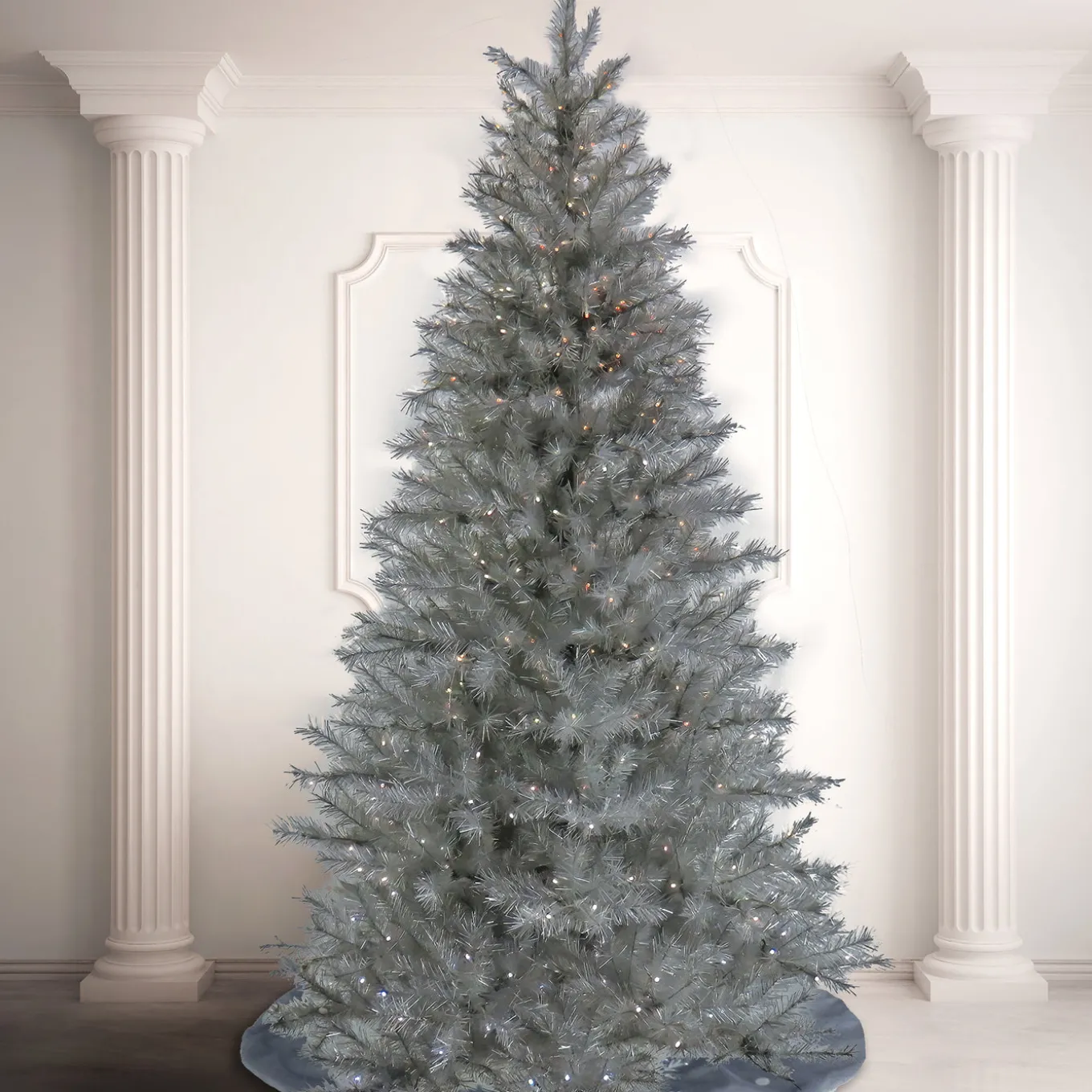 10 ft. Pre-Lit Crystal Pine Hinged Tree with RGB Lights