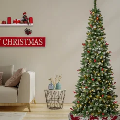 7.5 ft. Pre-Lit Cullen Slim Tree with Warm White LED Lights